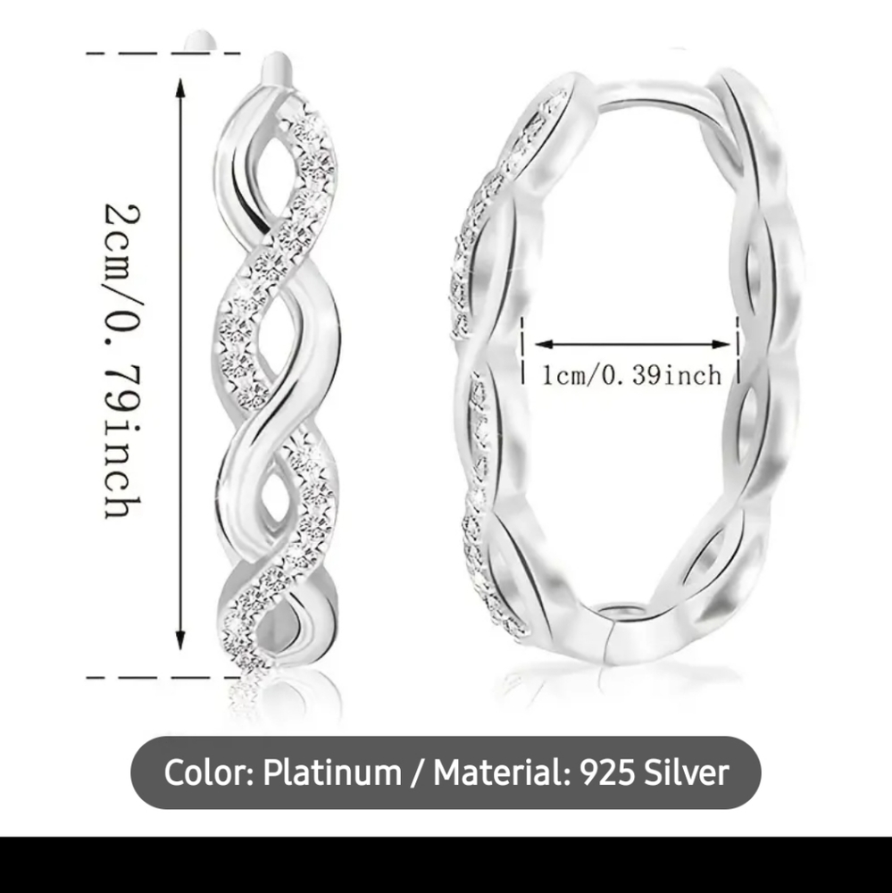 Sterling Silver .925 twist oval hoop gorgeous Platinum earrings